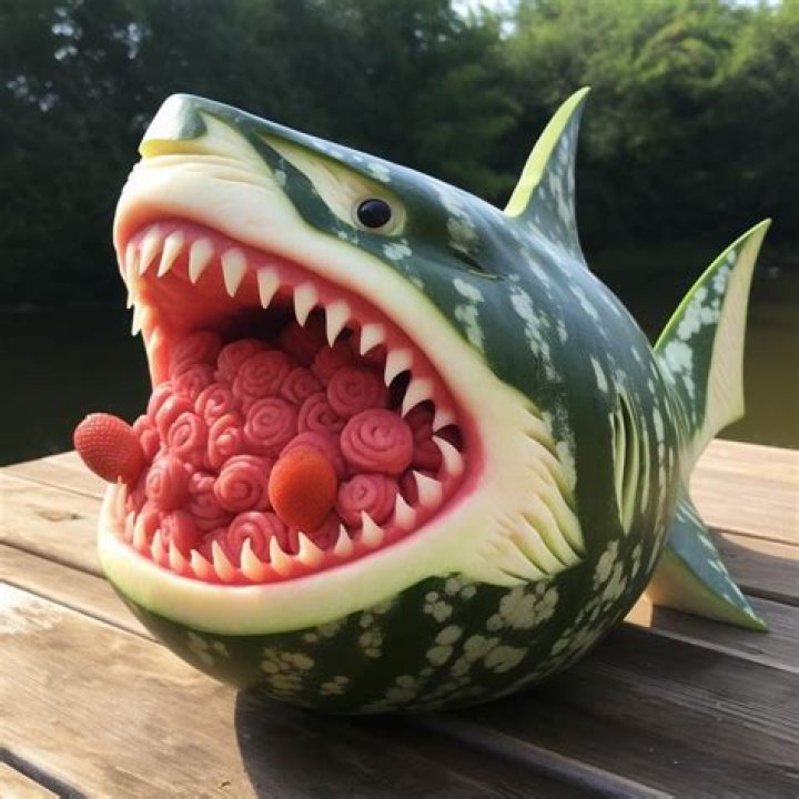 How do you turn a watermelon into a shark?