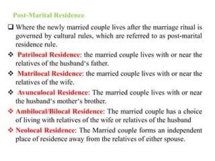 What is the residential pattern in which a married couple lives apart from the parents of both spouses?
