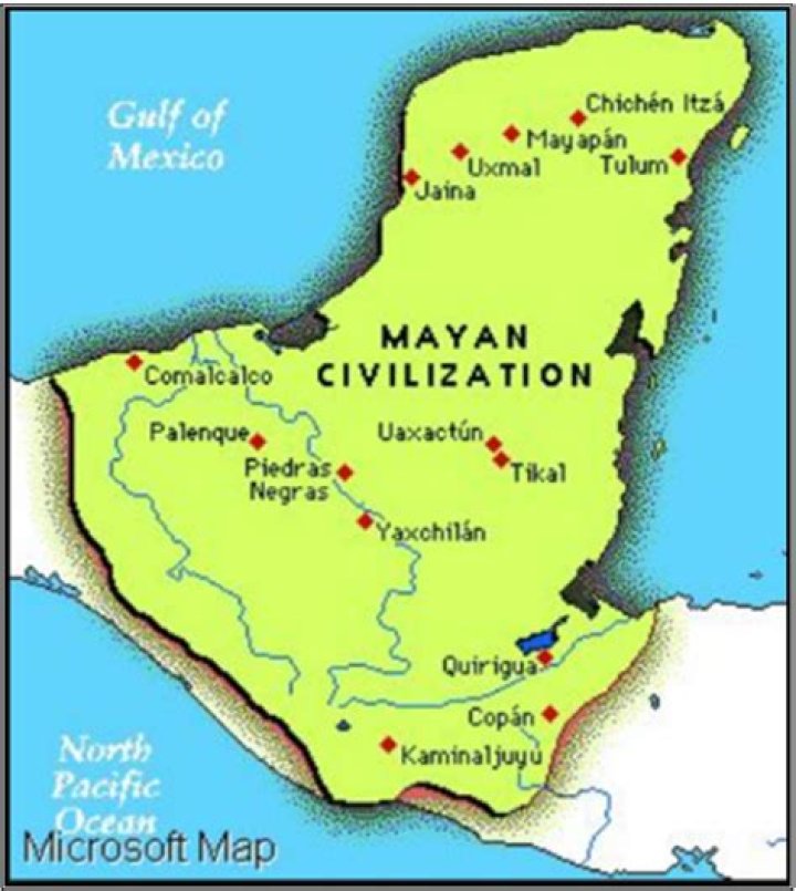 Where was the Mayan civilization located map?